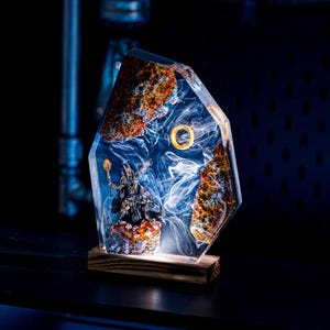 King of Dark Lord Epoxy Lamp, Custom Resin Lamp, Custom Epoxy Resin Lamp, Christmas Gift, Gift for Him, Epoxy Decor Table Lamp