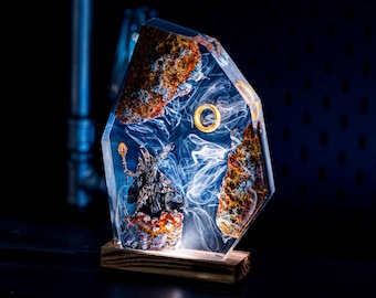 Lámpara de resina epoxi del rey del señor oscuro, lámpara de resina personalizada, lámpara de resina epoxi personalizada, regalo de Navidad, regalo para él, lámpara de mesa con decoración de epoxi