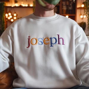 Custom Text Embroidery Crewneck, Custom Embroidered Sweatshirt,  Personalised sweatshirt, Mother&#39;s Day Gifts