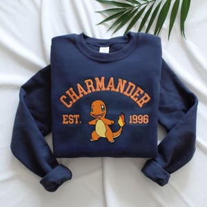 Custom Anime Embroidered Sweatshirt, Po.ke Inspired Crewneck, Anime Gift for Him, Kawaii Gaming Hoodie, Embroidery Anime Sweatshirt