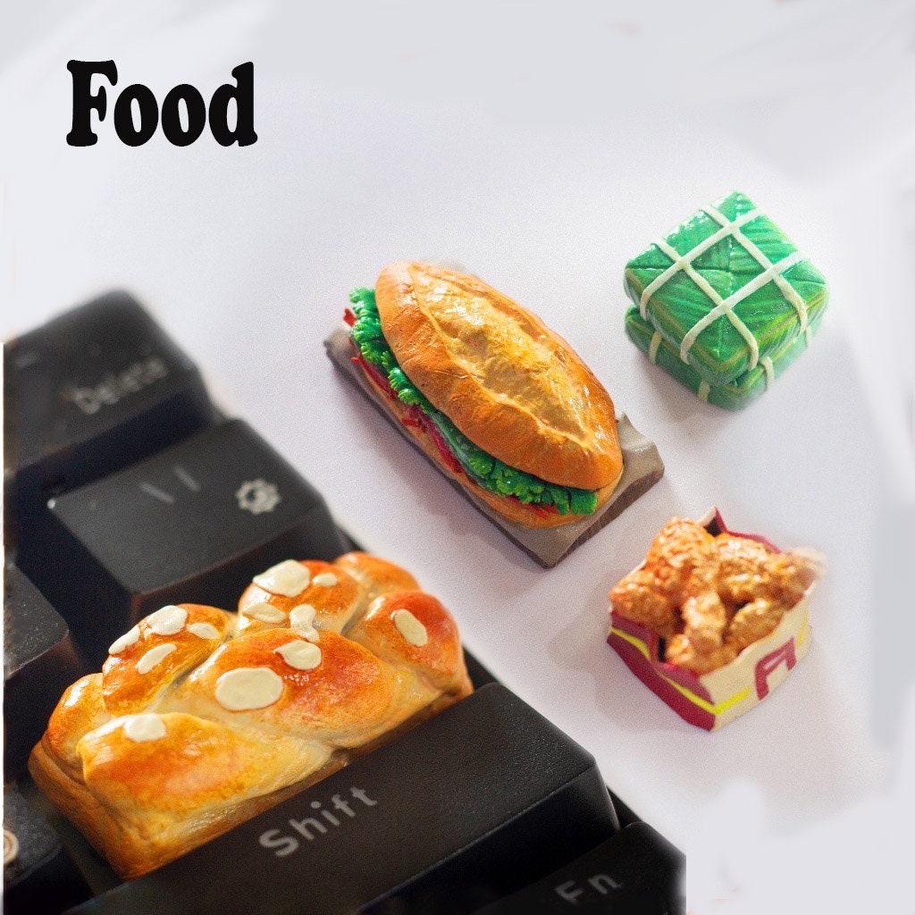 Fast Food Artisan Keycap, Cute Artisan Keycap, Toast Food Bread 1.5U keycap, Banh mi keycap, Vietnam baguette keycap, fast food keycap