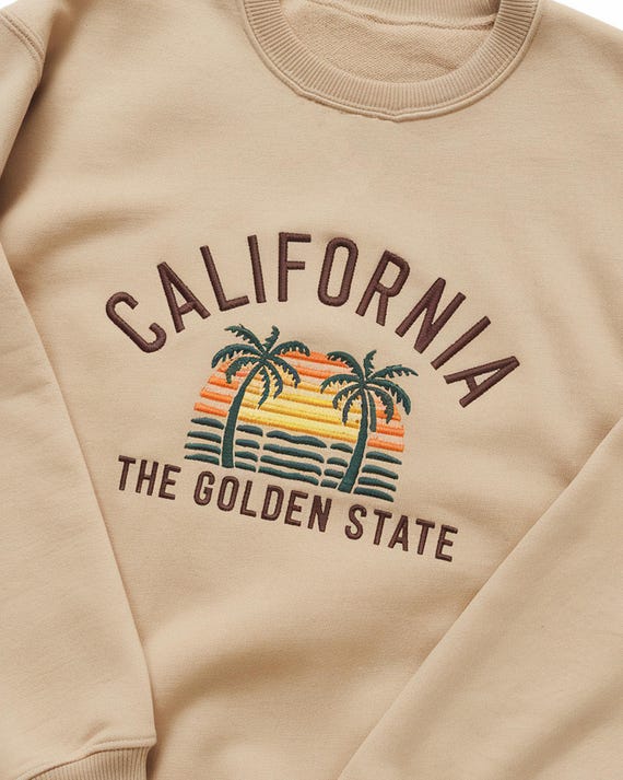 California Embroidery Shirt, Retro Vintage California Crewneck
