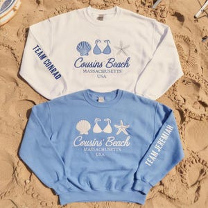 Cousins Beach Embroidered Sweatshirt, TSITP  Shirt, Team Conrad, Team Jeremiah, Team Belly, Summer Vibes, Bookish Merch, Summer Idea Gift