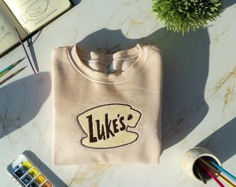 Luke’s Embroidered Diner Sweatshirt,Cozy Coffee Shop Crewneck, Gilmore Inspired Girls Fall Pullover, Vintage Cafe Lover Gift, Birthday gift