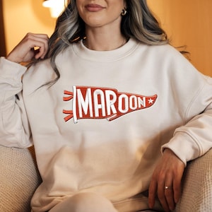 Geborduurd wimpelsweatshirt met teamnaam, aangepaste universiteitshoodie, shirt schoolgeest, gamedagcadeau