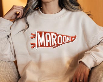 Sudadera con banderín bordado y nombre del equipo, sudadera universitaria personalizada, camiseta con espíritu escolar, regalo para el día del partido