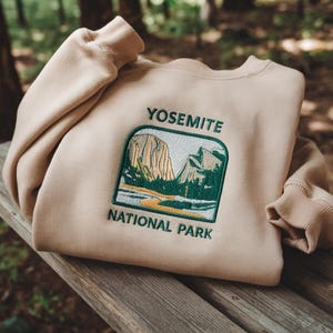 Yosemite National Park Embroidered Sweatshirt, Nature Hiking Crewneck, Scenic Outdoor Shirt, Adventure Gift for Her, California Park