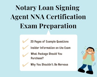 Loan Signing Agent Certification NNA National Notary Association NSA Exam Preparation Prep Info Exam Question Examples Instant PDF Download