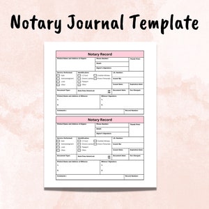 Printable Notary Log Journal Ledger for Notary Signing Agent Public General Notary Record Book Template Adobe PDF - Instant Digital Download