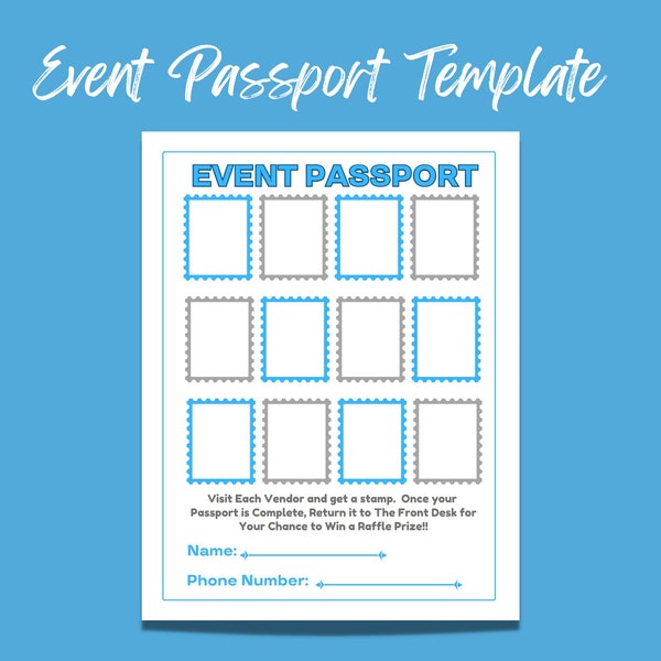 8.5 X 11 Printable/Digital Event Passport Template Edit in Adobe Acrobat or in CANVA Free Instant Digital Download Great for Health Fairs