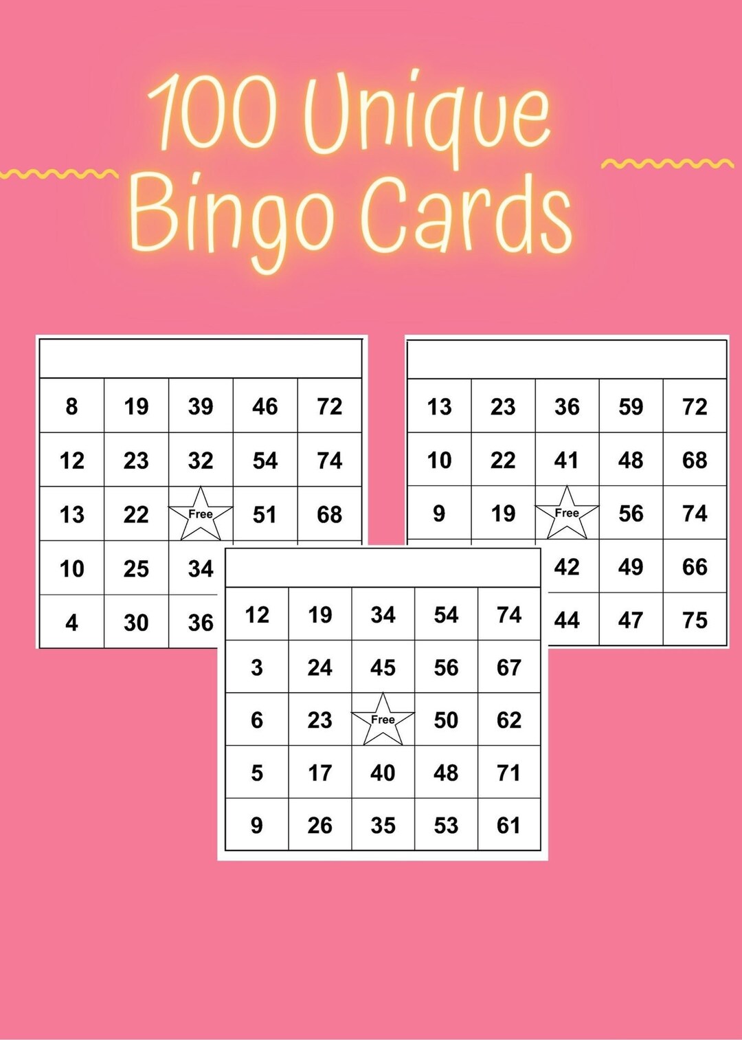 100 Unique Bingo Cards Editable Customizable Template Use in Etsy