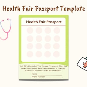 Gesundheit Ressourcen Fair Event Vendor Check In Passport Vorlage Bearbeiten in CANVA Adobe PDF Sofortiger digitaler Download Verwendung für Raffle Preise