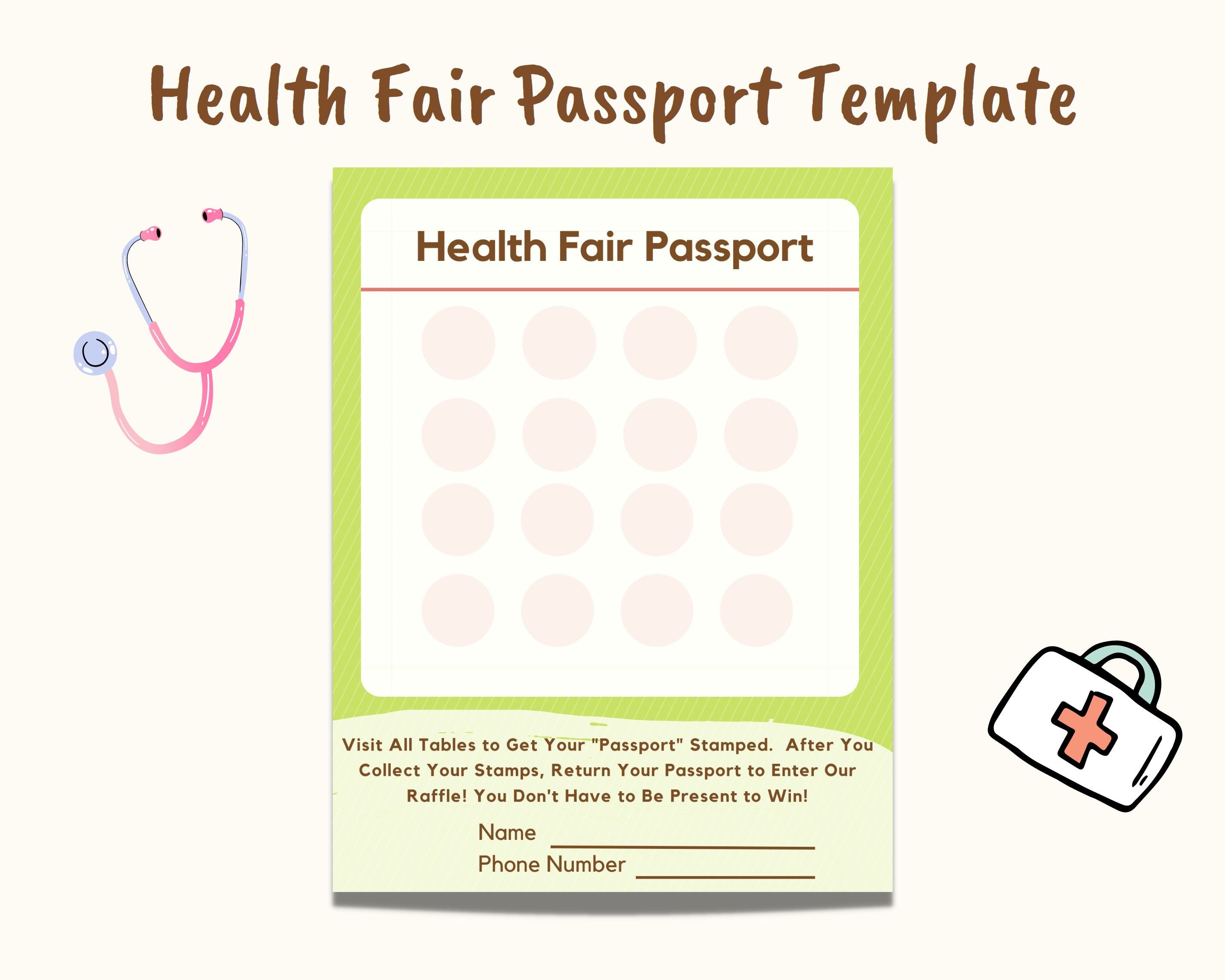 Health Resource Fair Event Vendor Check In Passport Template Edit in CANVA Adobe PDF Instant Digital Download Use for Raffle Prizes