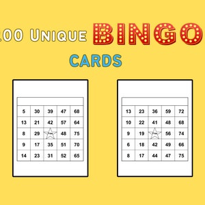 100 einzigartige Bingokarten bearbeitbare, anpassbare Vorlage Verwenden Sie in Adobe PDF - Verwenden Sie immer wieder - Sofortiger digitaler PDF-Download