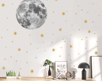 Watercolor Constellation Moon Phases Wall Decals Galaxy Wall Mural Mountain and Woodland Animals Pink Kids Room P1042 Celestial Stickers