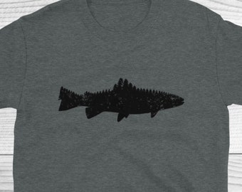 Chemise de poisson et de forêt, chemise de pêche, cadeaux de pêcheur, cadeau pour lui, cadeau de pêche pour lui, chemise de pêcheur, chemise de pêche en plein air, pêche