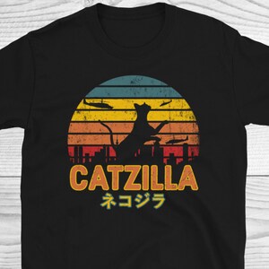 Catzilla Shirt, Black Cat Shirt, Funny Cat Shirt, Cat Lover Shirt, Funny Parody Apparel, Halloween Cat Shirt, Cat Lover Gift, Cat Owner Gift