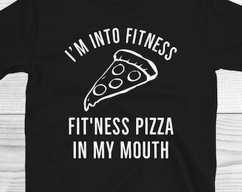 Funny Gym Fitness Fat Overweight T Shirt Awesome Cool Sarcastic Nerdy Gift Tee Fitness More Like Fitness Whole Pizza In My Mouth T-Shirt