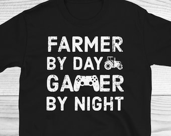 Funny Farmer Shirt, Farmer By Day Gamer By Night Shirt, Farmer Gifts, Gamer Farmer Shirt, Funny Gamer Shirt, Video Game,Farmer T-Shirt