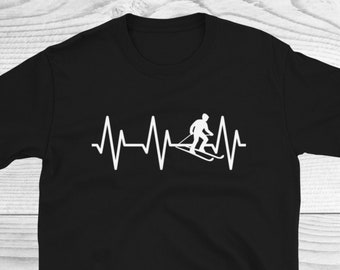 Skiing Heartbeat, Ski Shirt, Skier Shirt, Skier Gifts, Skiing T-Shirt, Ski Gifts, Winter Sports Shirt, Skiing Lover Shirt, Holiday Gifts