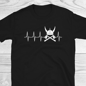 Valhalla Heartbeat Shirt, Viking Axes Shirt, Skull Warrior Shirt, Viking Gift, Valhalla Gift, Odin Norse Gift, Berseker, Norse Mythology