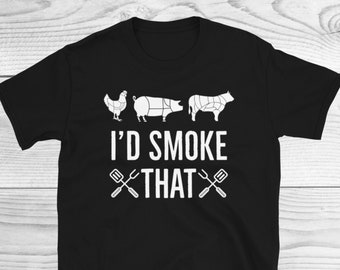 Divertida camisa barbacoa, id humo que divertido camisa barbacoa, camisa fumador de carne, regalo de cocina para hombres, camisa grillmasters, maestro de parrilla, cocina divertida, unisex