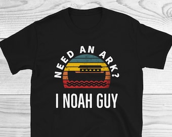 Retro Need a Ark I Noah Guy Shirt | Christelijke Woordspeling Geschenken | Grappige Noah Shirt | Vintage Overhemd | Grappige Christelijke | Cadeau voor christelijke | Unisex