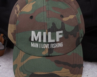 MILF Man I Love Fishing Hat - Fishing Gift - Fishing Hat - Fishing Caps - Love Fishing - Funny Fishing Hat | Gift For Fisherman | Embroidery