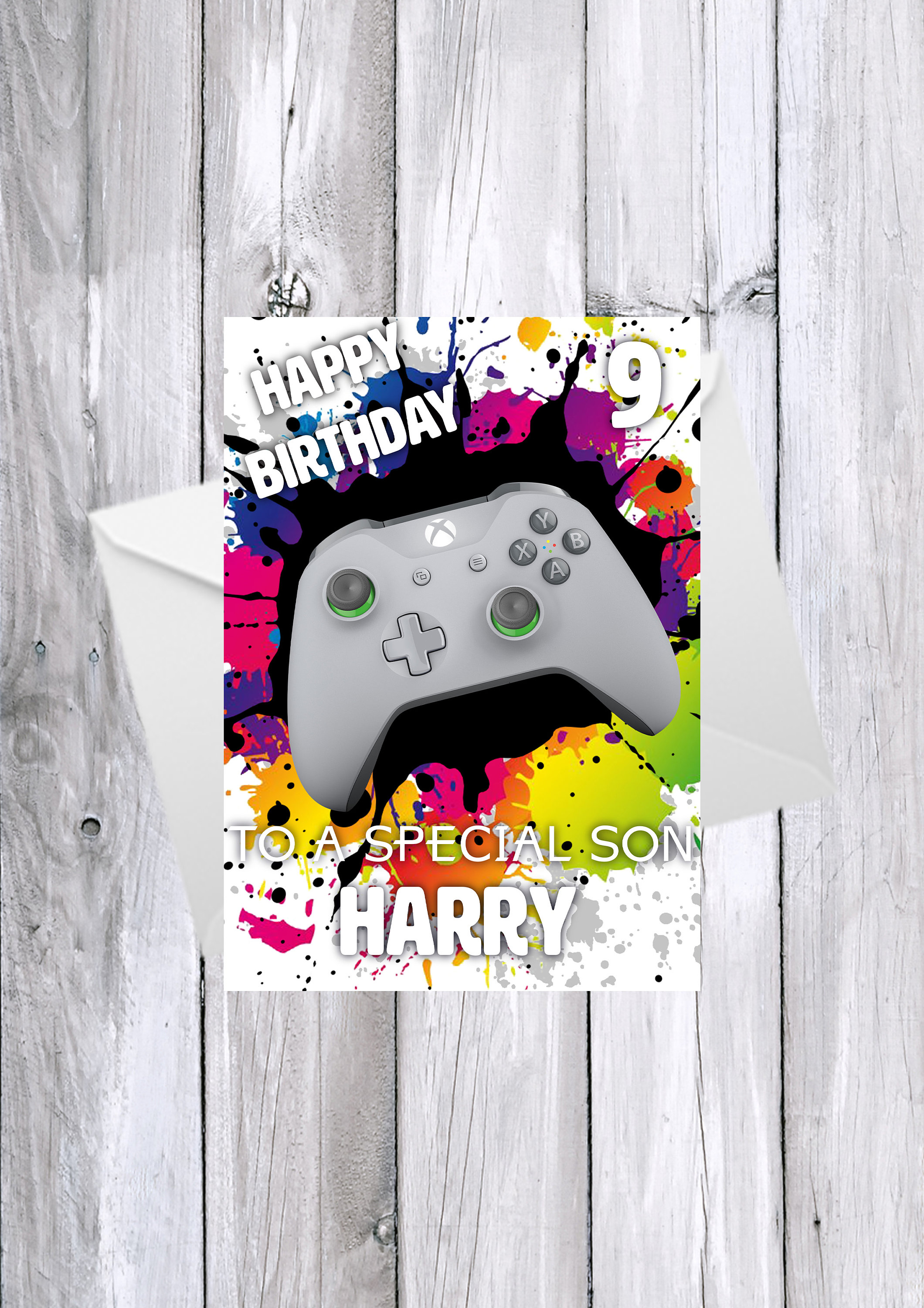 kids birthday card a5 xbox card etsy