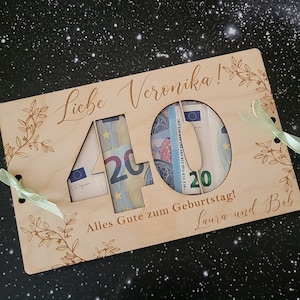 Carta regalo con denaro per compleanno, Carta regalo personalizzata, Carta regalo unica, Regalo con denaro in legno, Testo personalizzato, Compleanno speciale, Porta denaro, Ecologico