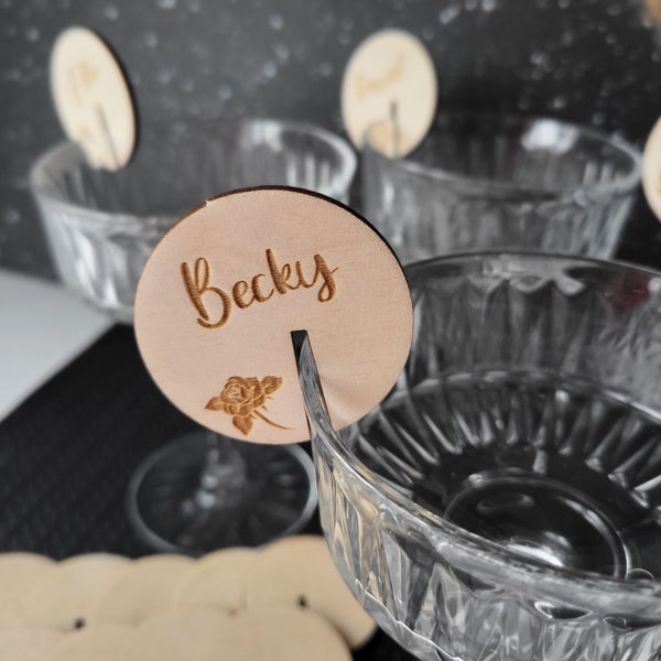 Personalized glass charms, Wedding table decor, Party table decor, Guest names, Hen party gift, Wedding favor, Drink markers, Wine glass