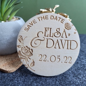 Save the date magnet, Personalized wedding magnets, Wedding invitation, Wedding favor, Wood wedding magnet, Wedding decor, Natural wood