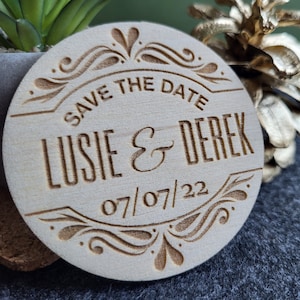 Save the date magnet, Personalized wedding magnets, Wedding invitation, Wedding favor, Wood wedding magnet, Wedding decor, Natural wood