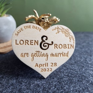 Save the date magnet, Personalized wedding magnets, Wedding invitation, Wedding favor, Wood wedding magnet, Wedding decor, Heart shape, Eco