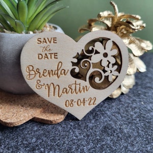 Save the date magnet, Personalized wedding magnets, Wedding invitation, Wedding favor, Wood wedding magnet, Wedding decor, Heart shape, Eco