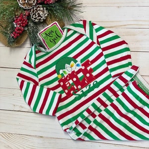 Christmas Elf Baby Gown with side zipper, Christmas Infant Gown, Newborn Outfit, Newborn Outfit, Baby Shower Gift, READY to SHIP