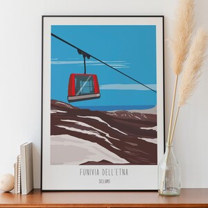 Poster Kabelbaan van de Etna Siciliamo 100% Gemaakt op Sicilië