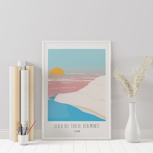 Plakat Scala dei Turchi, format Realmonte A3 Wyprodukowano na Sycylii