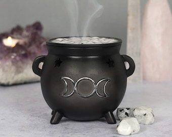 Triple moon Cauldron Incense burner | Incense Cone Burner | Burning Cauldron | Incense Cones | Incense Burner | Pagan | Gift | Wiccan |Witch