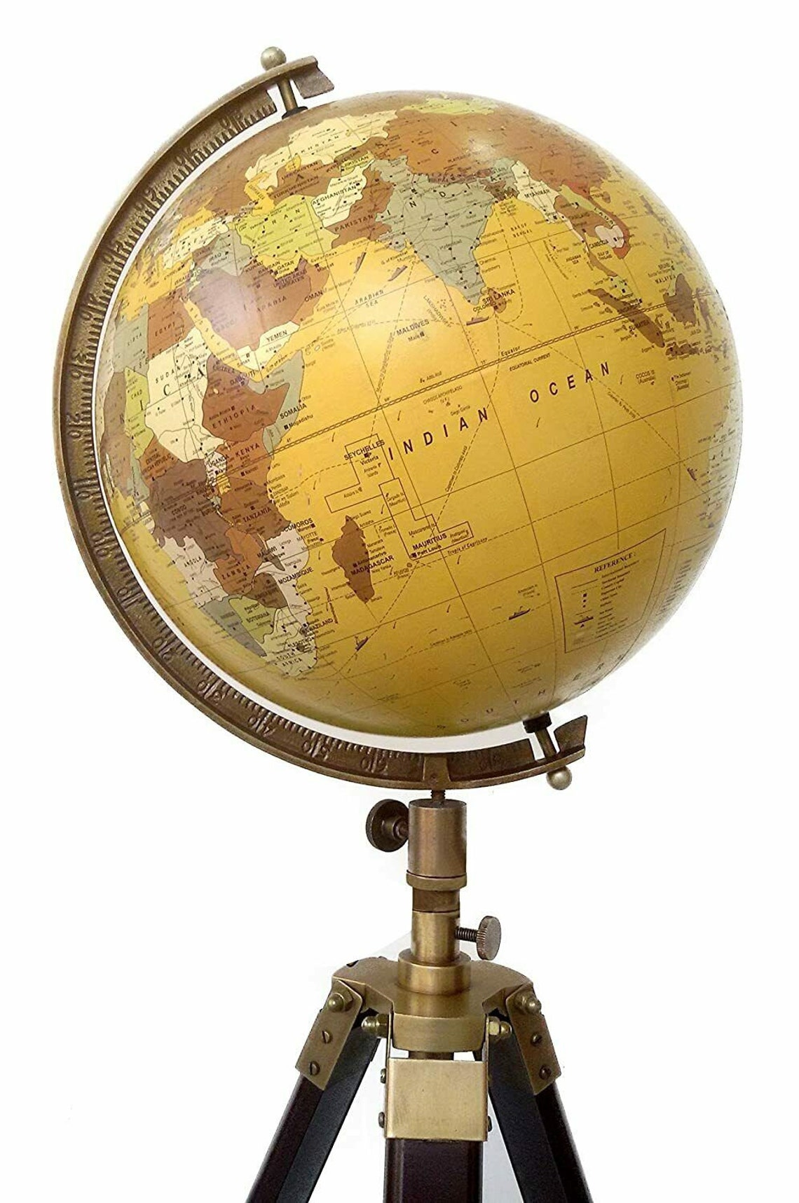 Antique Nautical Brass World Globe & Map With Tripod Stand Etsy