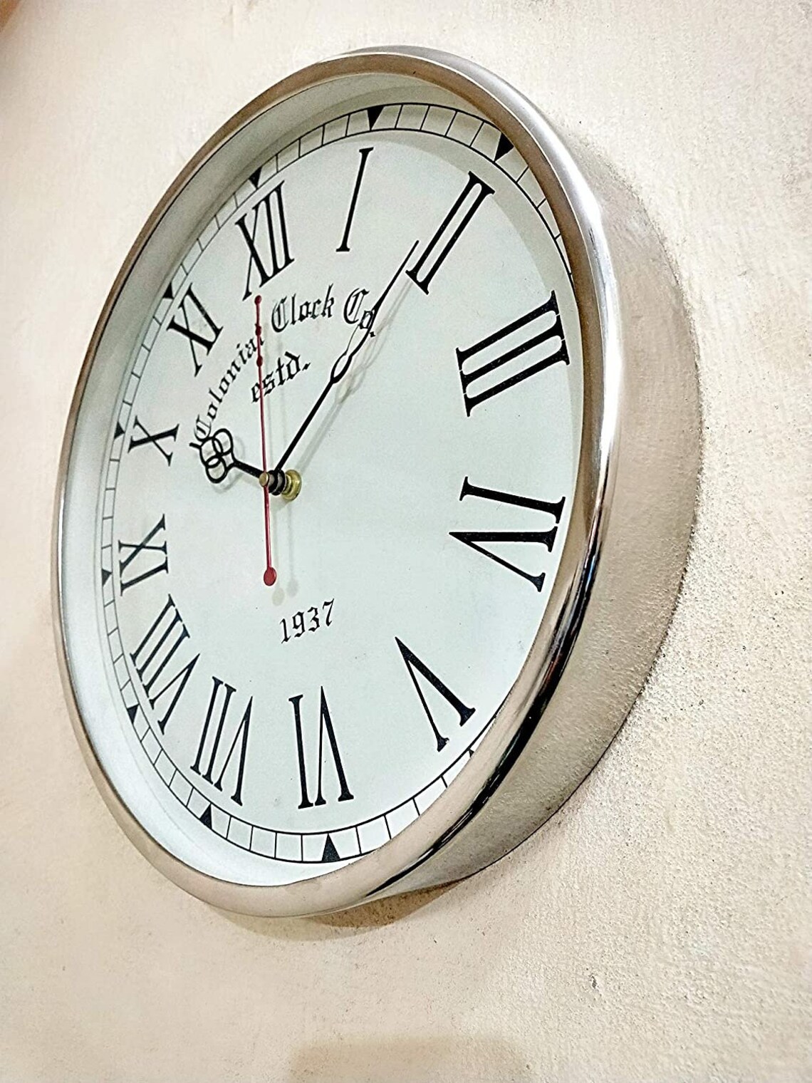 Handmade 12 Inch Wall Clock Wooden Brass Deep Glass Wall Clock Etsy