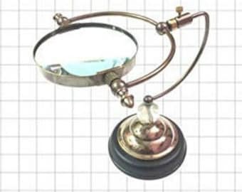 Antique Nautical Brass Magnifying Made By High Quality Material With Wooden Base And adjustable Height Gifting Item