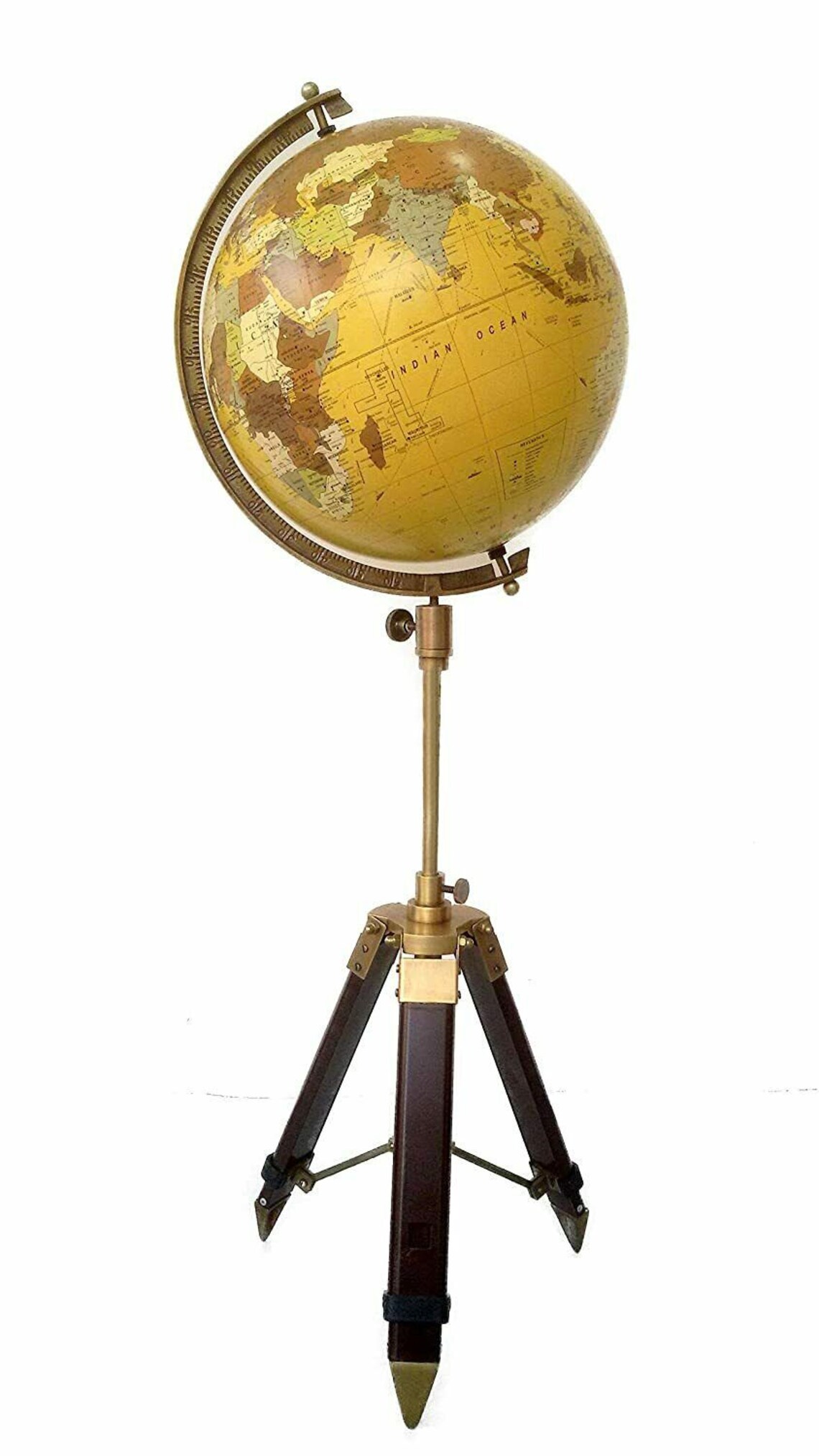 Antique Nautical Brass World Globe & Map With Tripod Stand Etsy