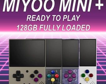 Miyoo Mini Plus + Handheld Gaming Console with Custom 128GB Ready to Play - Great Gift Idea!