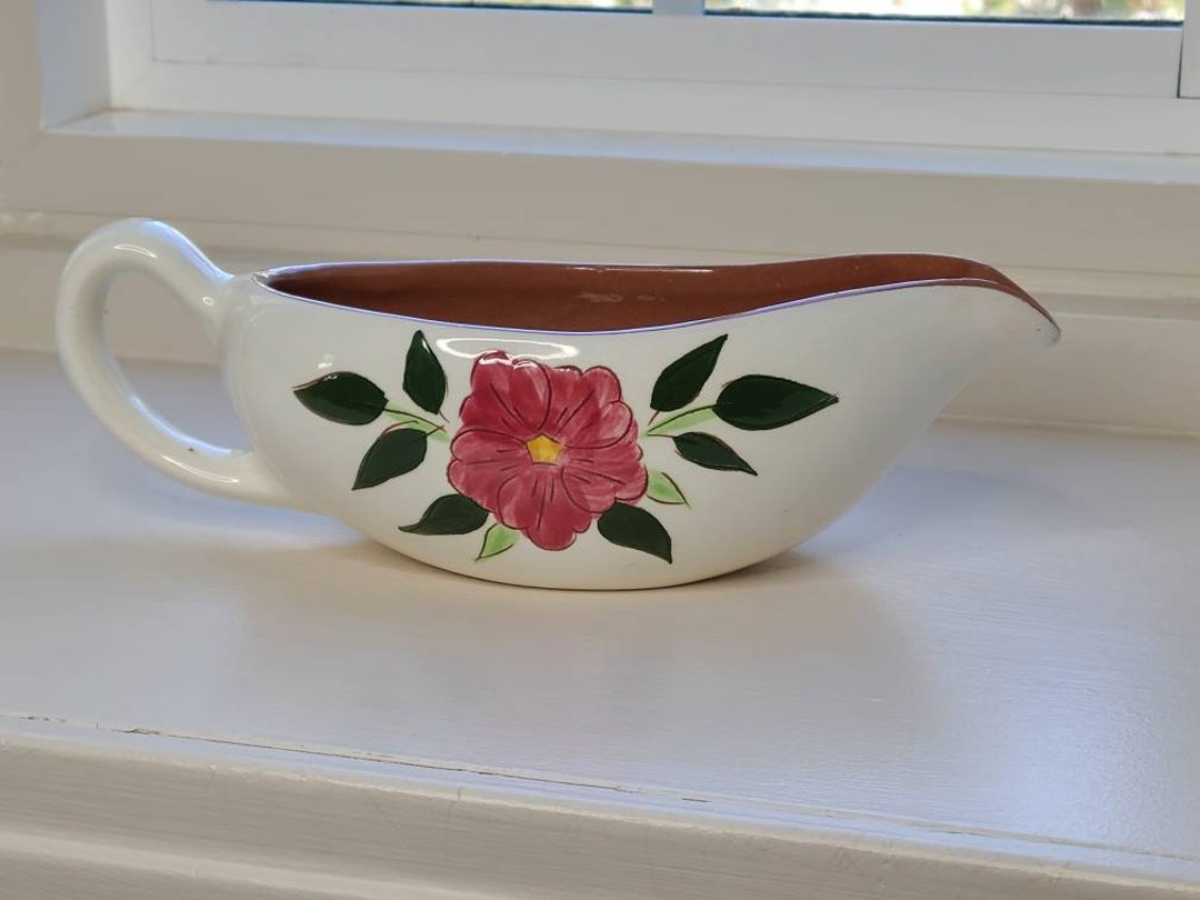 Vintage Stangl Pottery Wild Rose Gravy Boat Kay Hackett Design Etsy