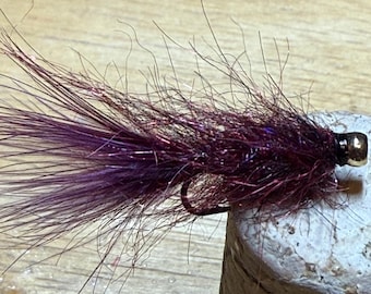 Black n Wine Simi Seal Balanced Leeches Stillwater Fly Fishing Flies Set of Three. Trout / Fishing Flies