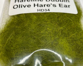 Hareline Dubbin’ Olive Hares Ear. Fly Tying Dubbing. Nymphs Dry Flies