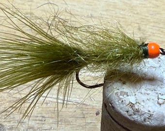 Pumpkin Head / Olive Simi Seal Leeches Stillwater Fly Fishing Flies Set of Three. Trout / Fishing Flies