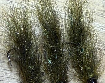 Black / Olive   Balanced Leeches Stillwater Fly Fishing Flies Set of Three. Trout / Fishing Flies. Tungsten Beads