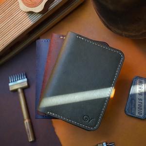 Cartera de cuero plegable: carteras de diseño minimalista de primera calidad para hombres, carteras personalizadas, carteras de cuero genuino, carteras cosidas a mano